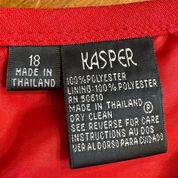 KASPER Red Fully Lined BLAZER & FLARE SKIRT SUIT Set Size 18 Business Career - Picture 15 of 16